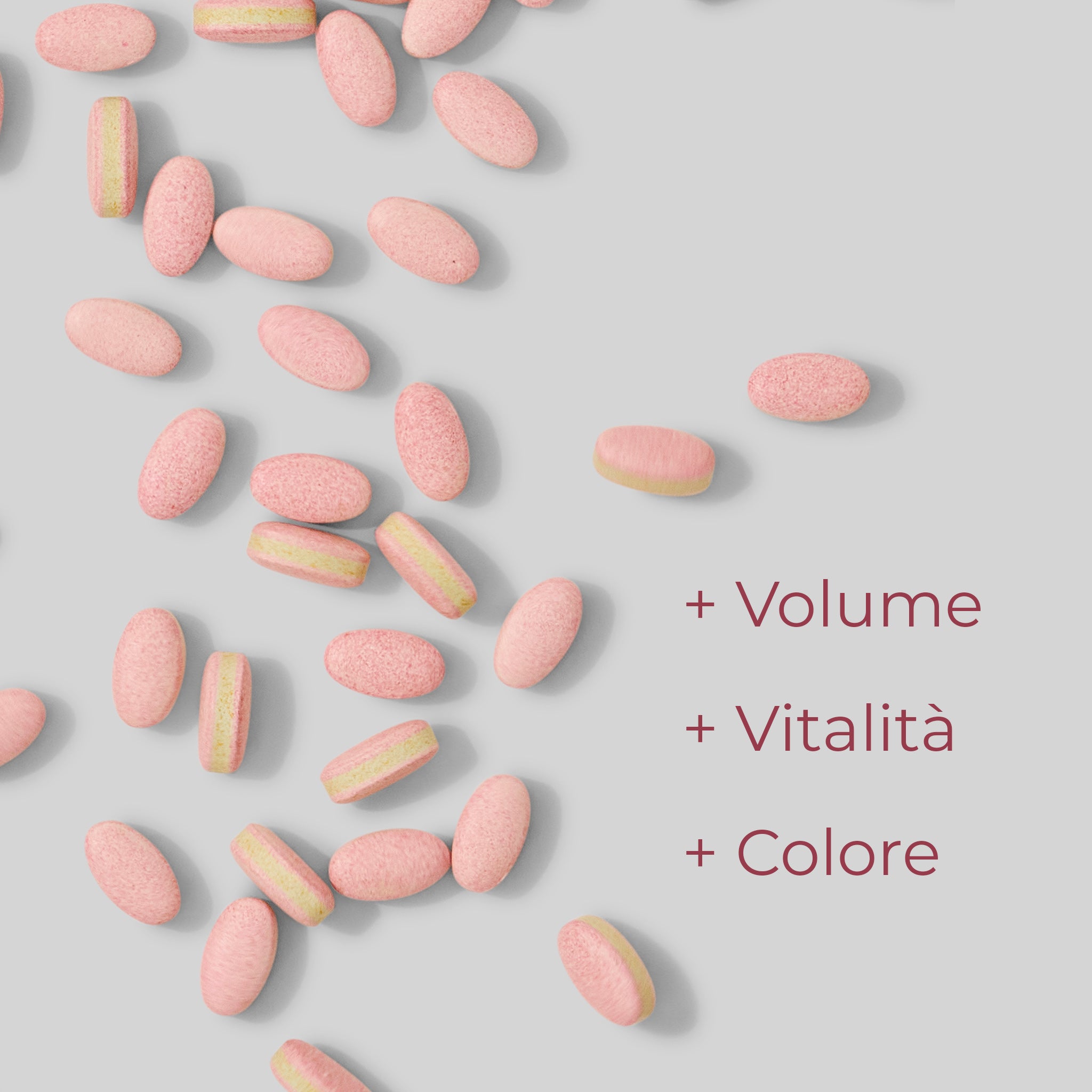 Compresse rosa dell'integratore Bioscalin contro la caduta dei capelli in menopausa: dona volume, vitalità e colore