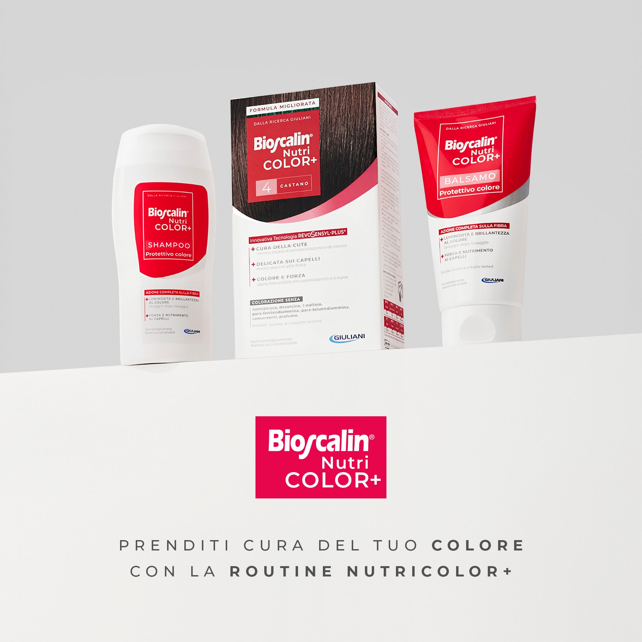 Routine Bioscalin® NutriCOLOR+: shampoo, balsamo e colorazione per la cura completa del colore