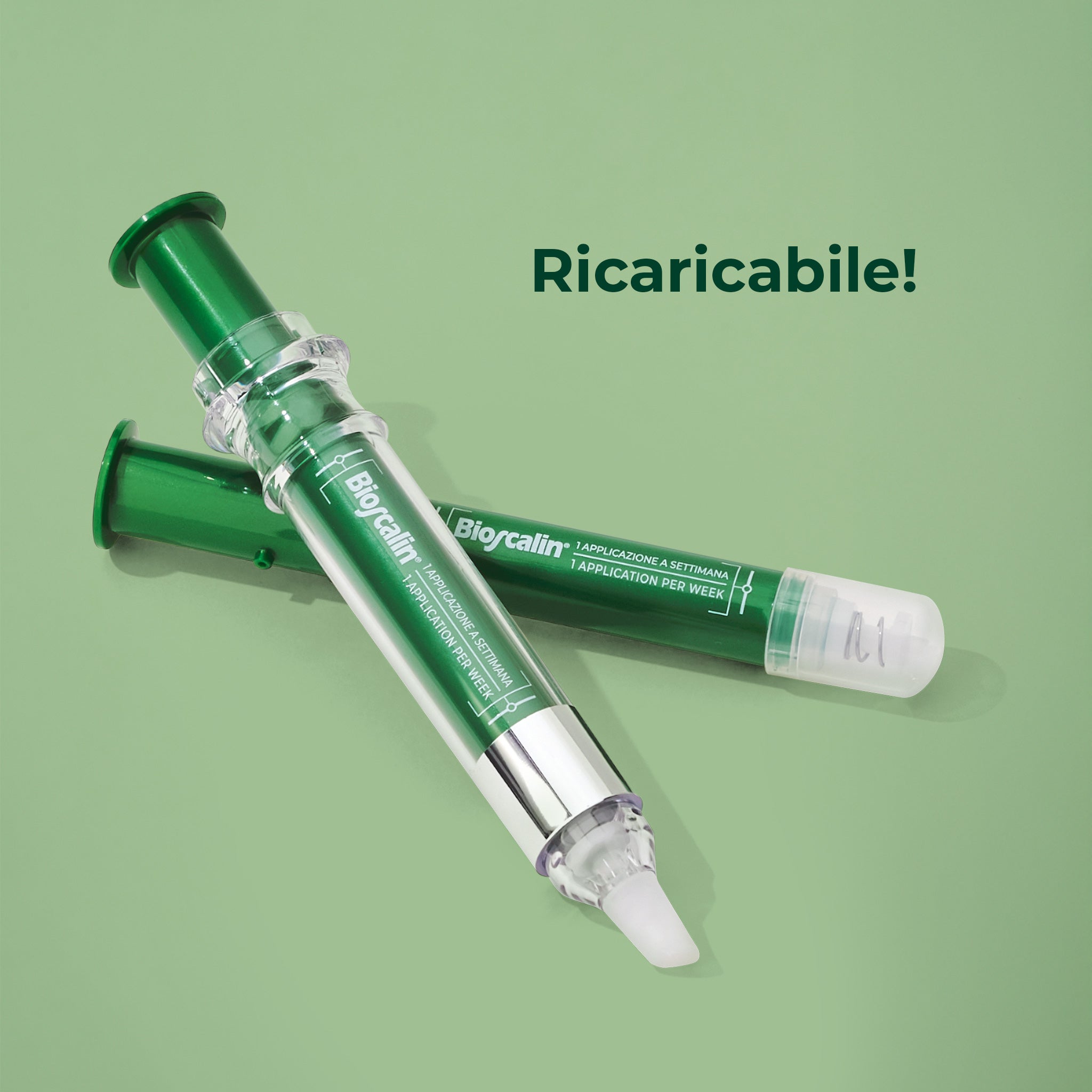 Dettaglio dell'attivatore Bioscalin® TOTAL•CARE: applicatore ricaricabile per il trattamento