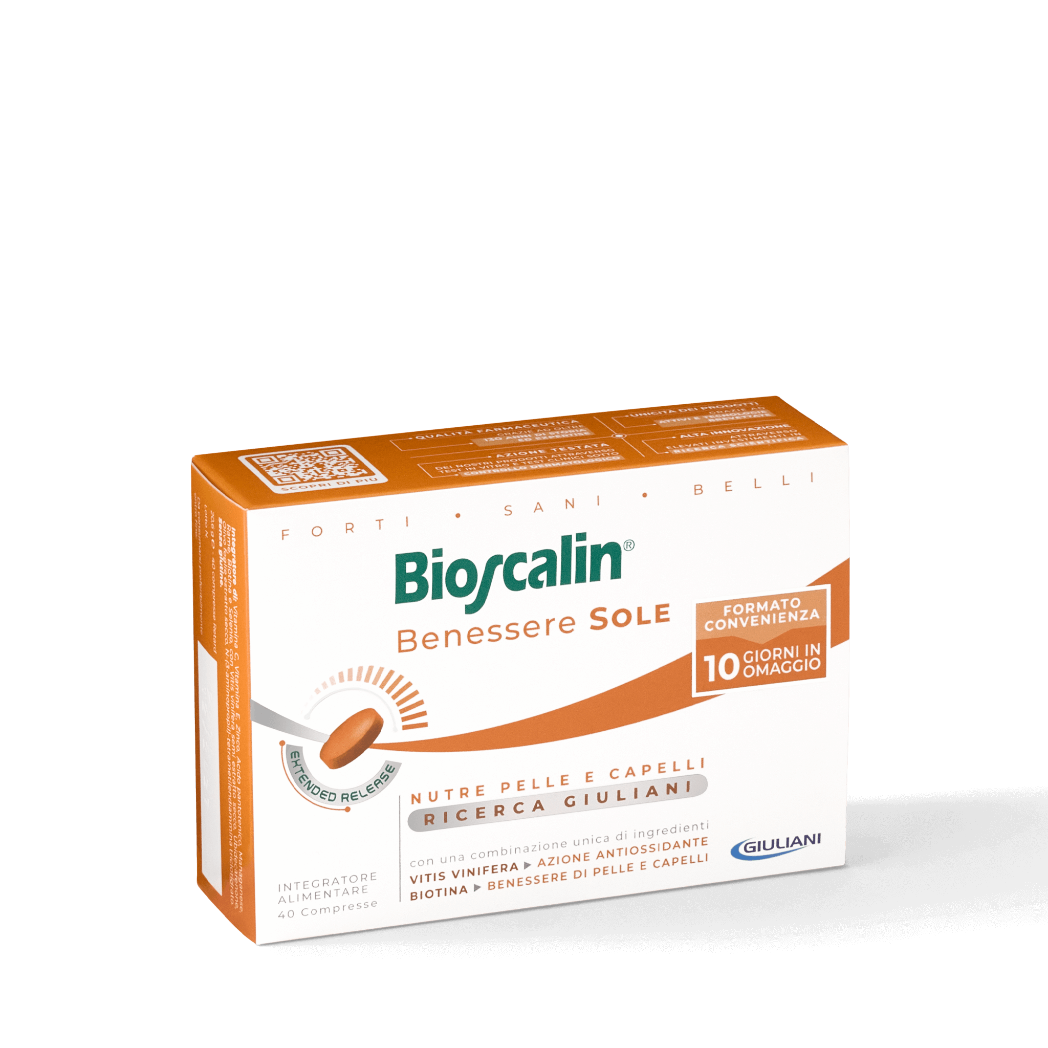 Confezione Bioscalin® linea Benessere SOLE: integratore alimentare per nutrire pelle e capelli
