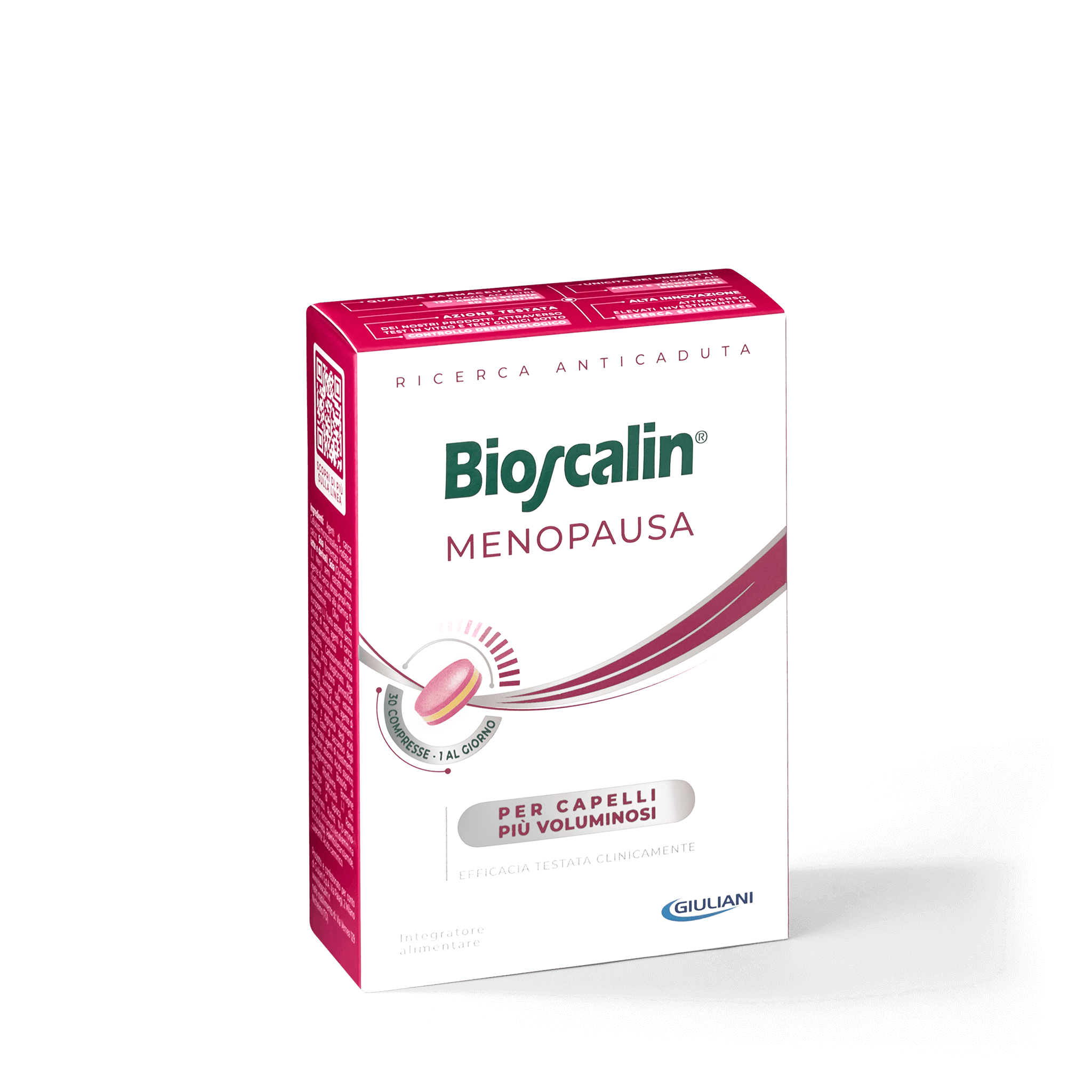 Dettaglio confezione integratore Bioscalin® anticaduta per capelli linea Menopausa da 30 compresse | #format_30 compresse