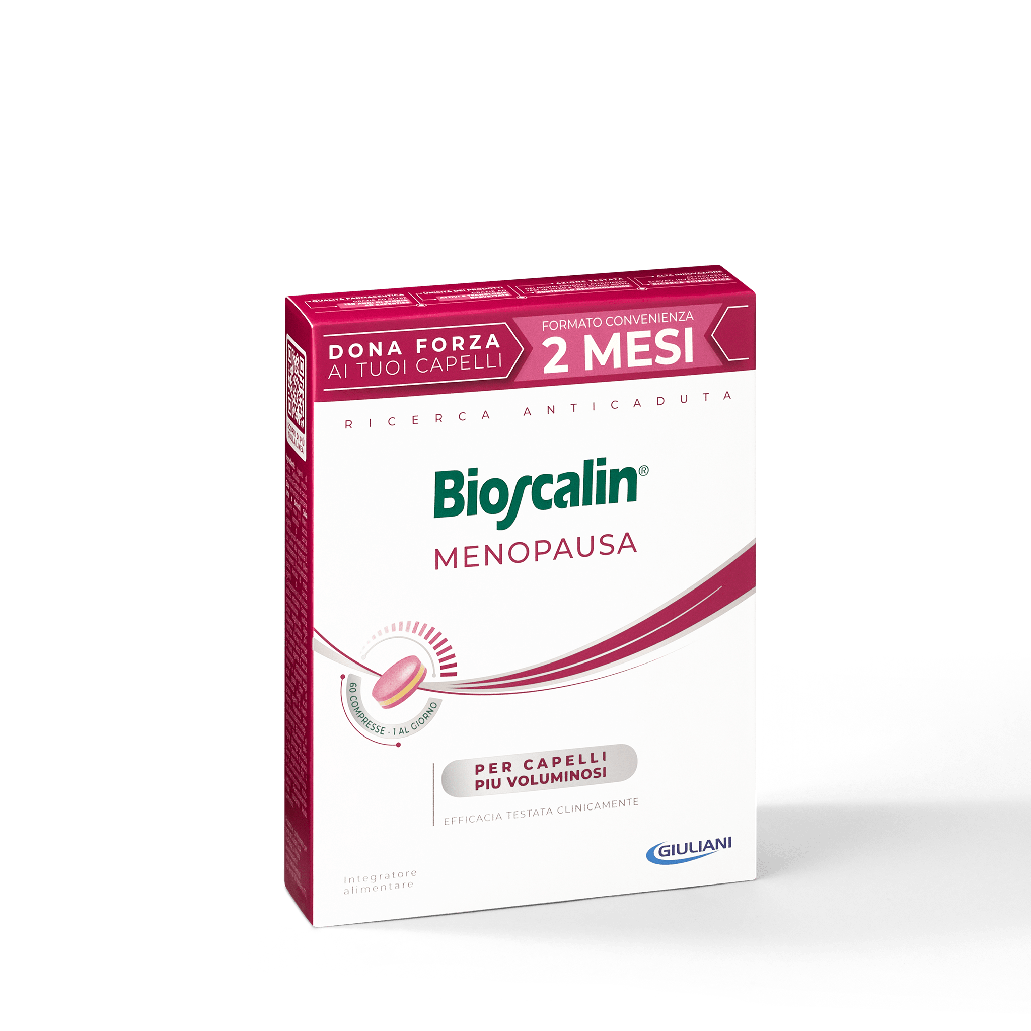 Dettaglio confezione integratore Bioscalin® anticaduta per capelli linea Menopausa da 60 compresse  | #format_60 compresse