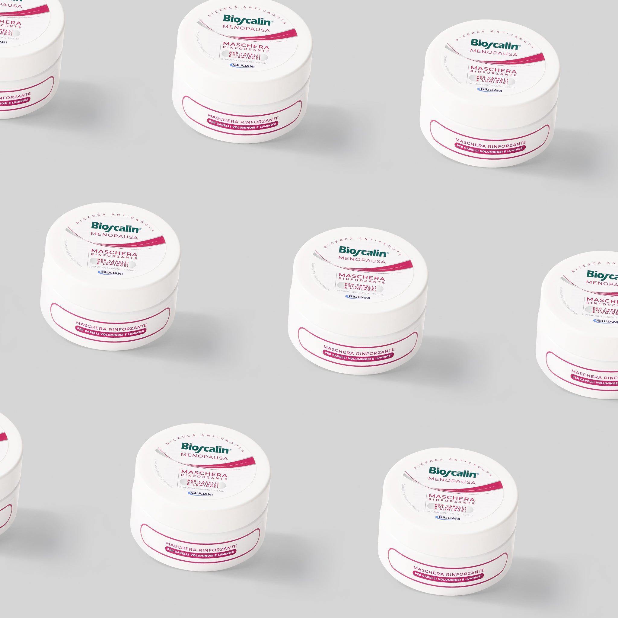 Pattern di confezioni della maschera rinforzante Bioscalin® linea Menopausa