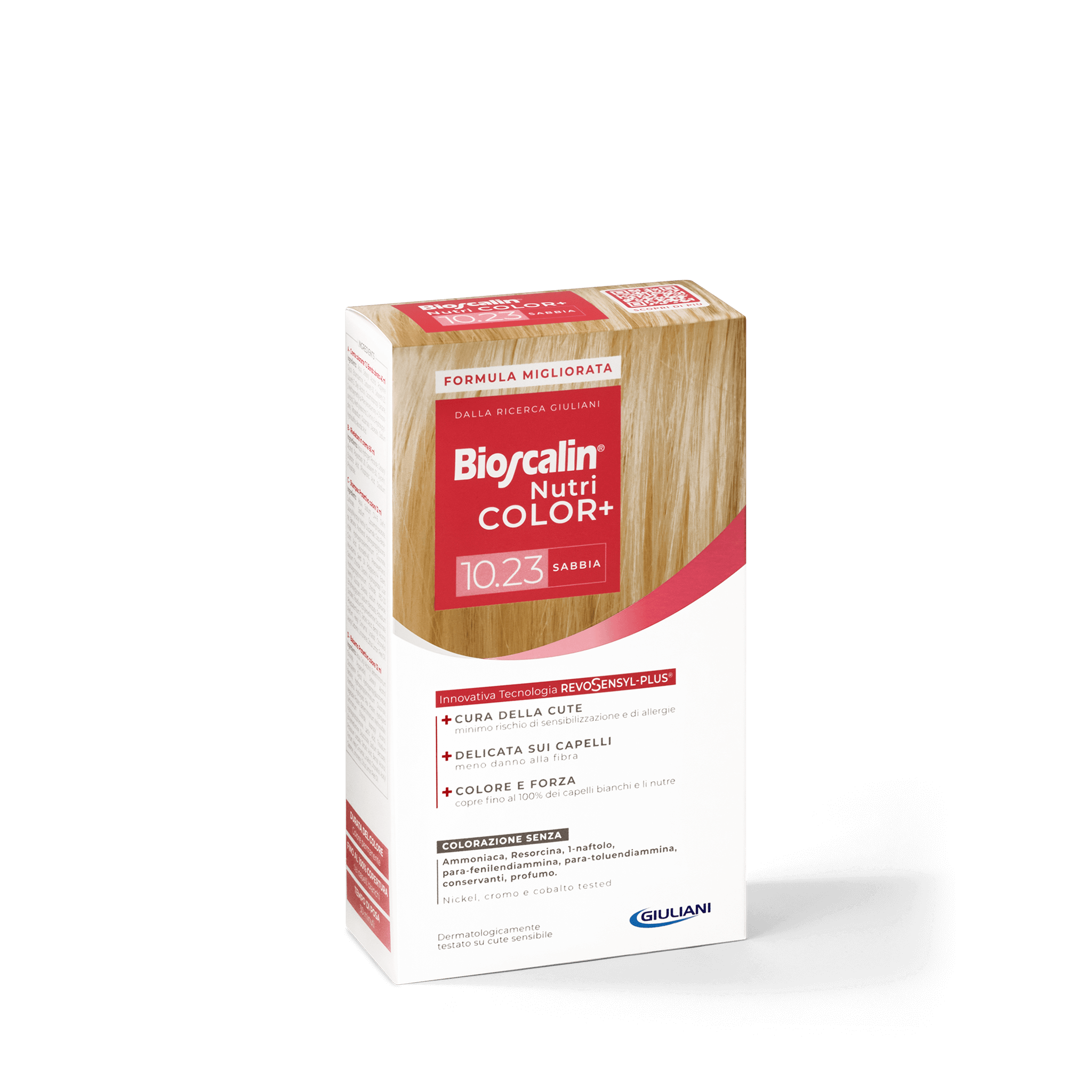 Confezione Bioscalin® NutriCOLOR+ tonalità Sabbia: colorazione senza ammoniaca, resorcina e profumo. | #color_10.23 Sabbia