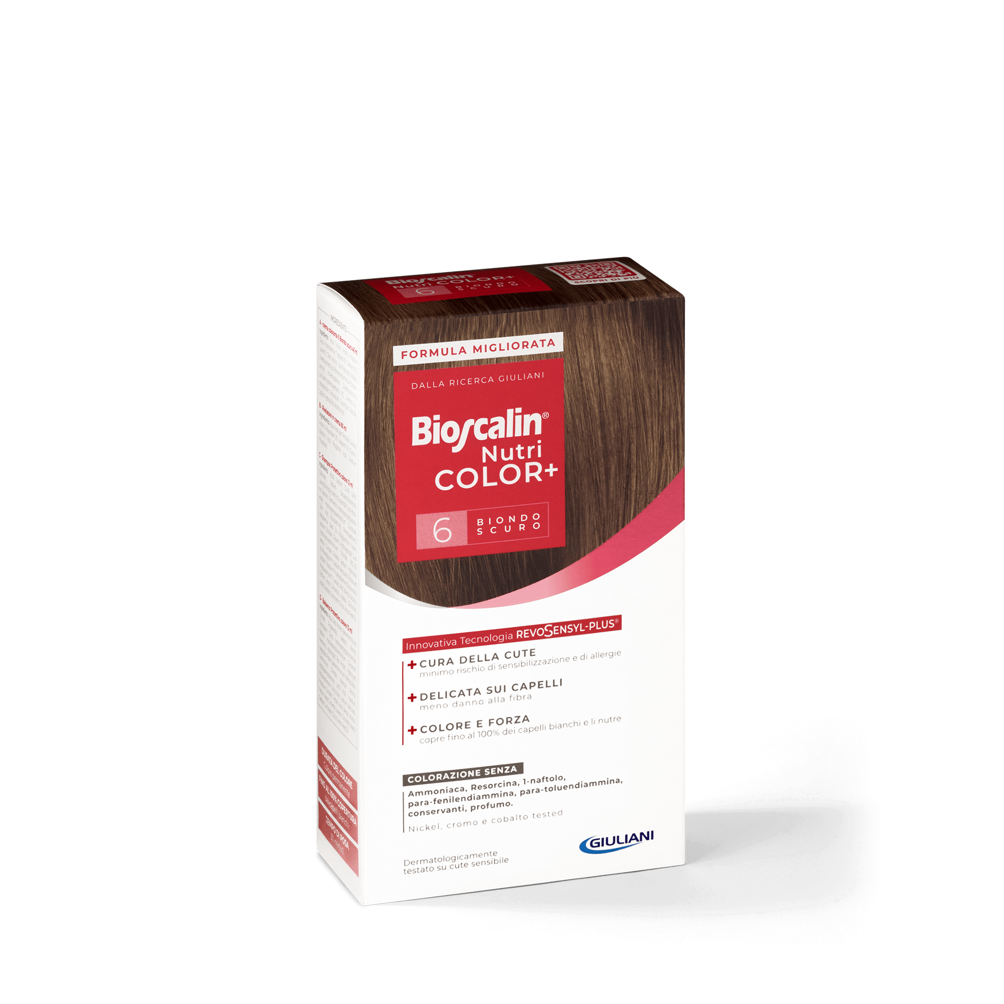 Confezione Bioscalin® NutriCOLOR+ tonalità Biondo scuro: colorazione senza ammoniaca, resorcina e profumo. | #color_6 Biondo scuro