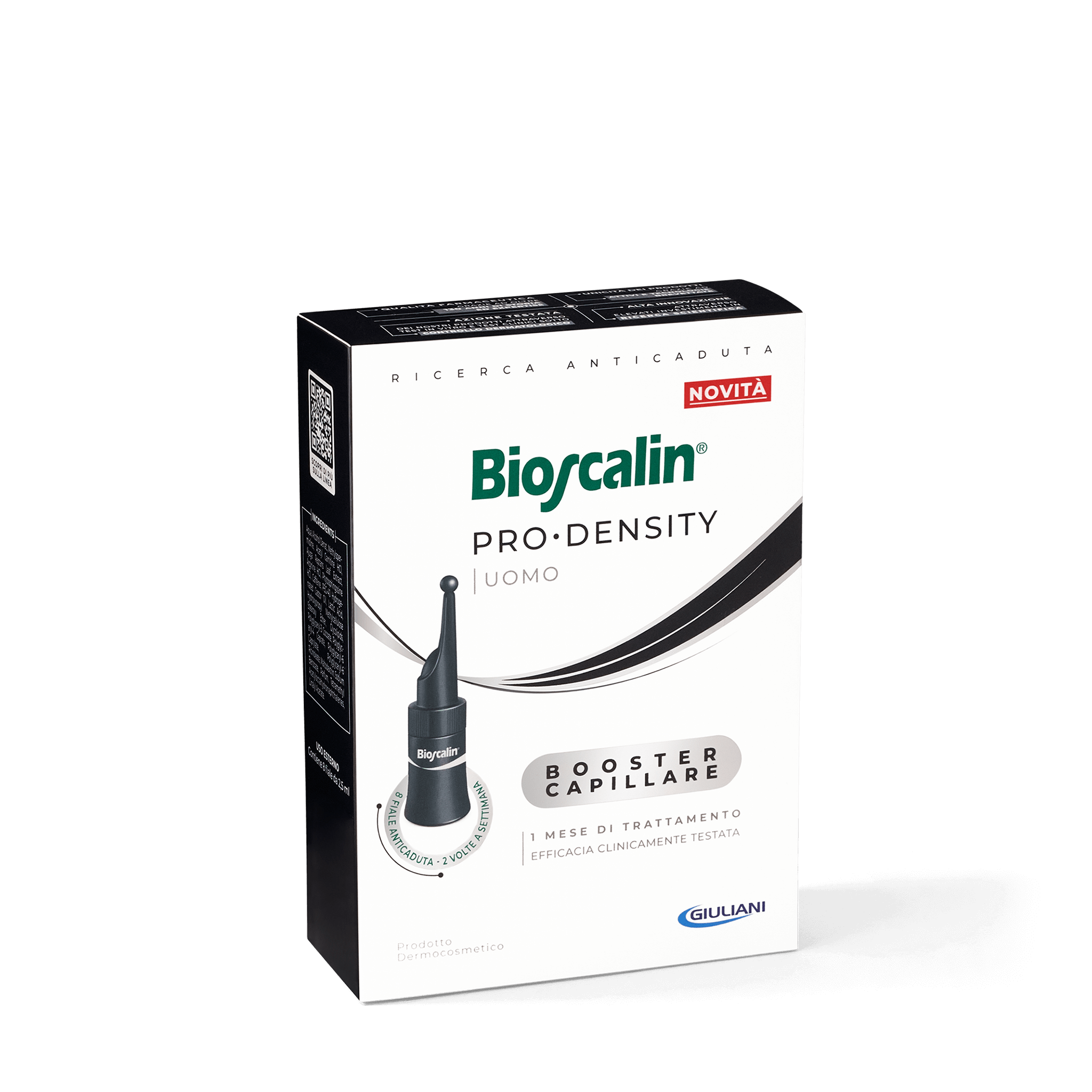 Dettaglio della confezione del booster capillare anticaduta uomo Bioscalin® linea PRO•DENSITY | #format_8 fiale