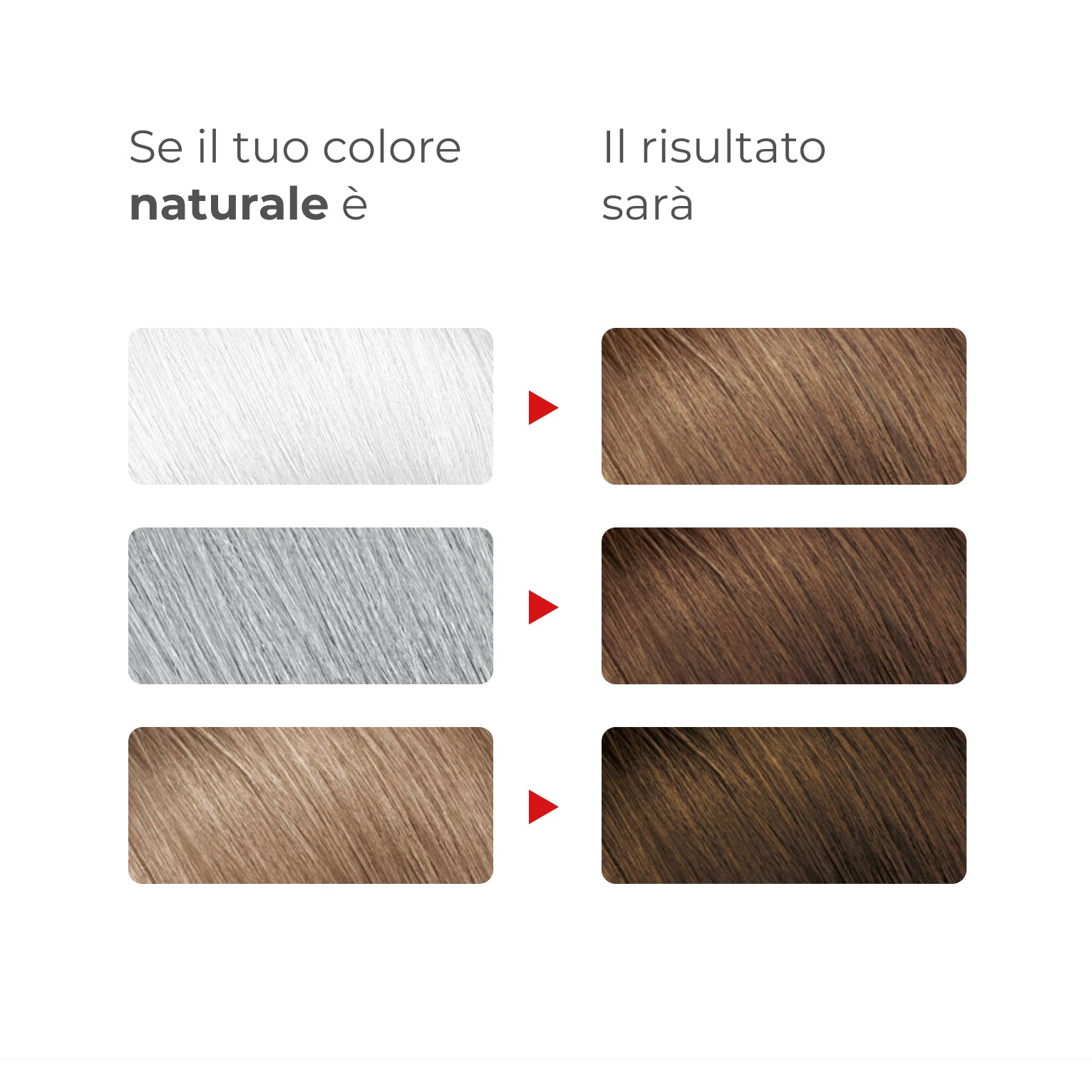 Guida ai risultati Bioscalin® NutriCOLOR+: confronto tra colore naturale di partenza e risultato finale con colore Biondo scuro dorato | #color_6.3 Biondo scuro dorato