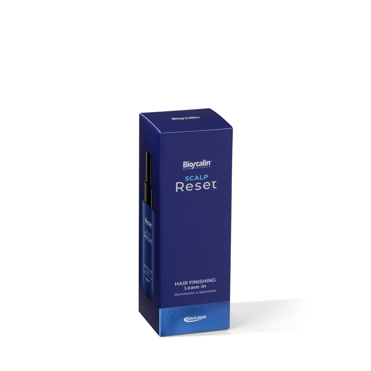 Confezione di Bioscalin® Scalp Reset Hair Finishing Leave-in, trattamento illuminante e riparatore per capelli.